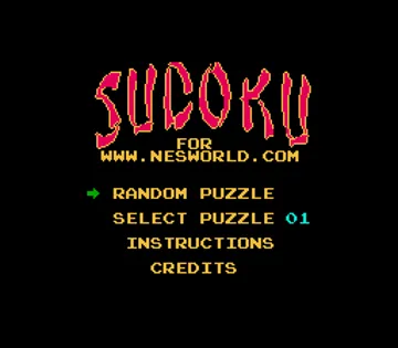 Sudoku (World) (NESWORLD Edition) (Aftermarket) (Homebrew) screen shot title